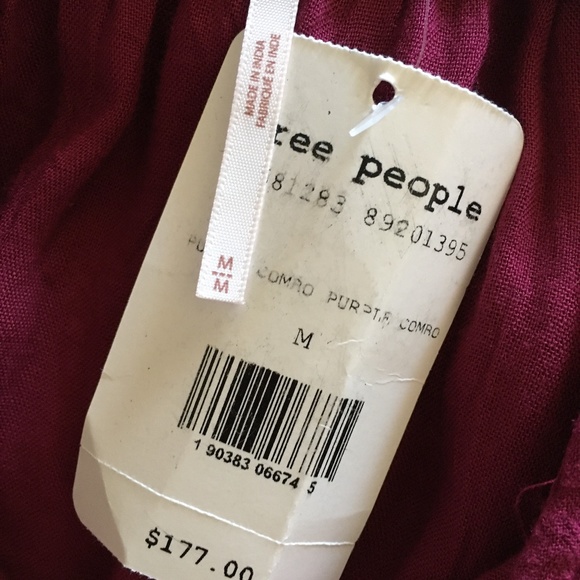 NWT FREE PEOPLE Purple-Burgundy Embroidered Oxford Dress M - Picture 5 of 6